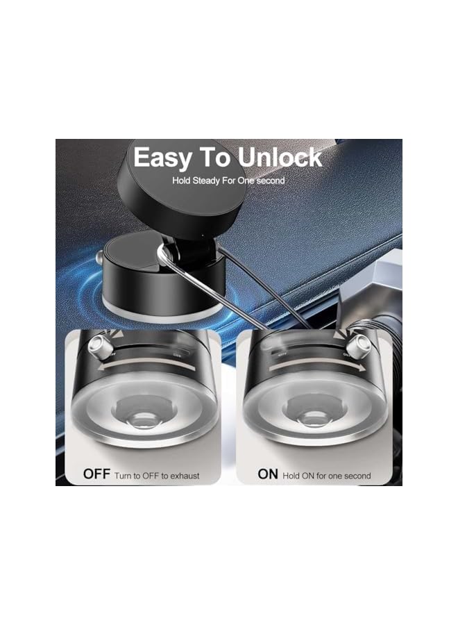 S-TOP Magnetic Car Phone Holder - 360° Rotatable & Foldable with Super-Strong Vacuum Suction, Multi-Scenario Use for Magsafe & Android Phones (Black, 2 Magnet Rings Included) - Image 4