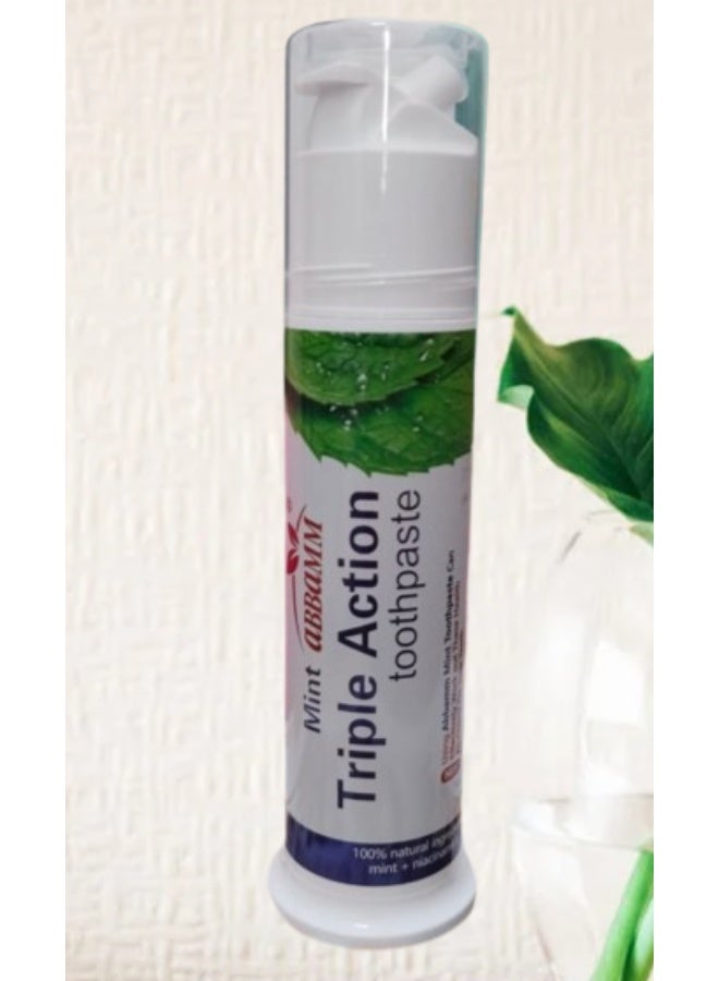aBBaMM Mint ABBAMM Triple Action Toothpaste - 100ml - Natural Mint + Niacinamide Formula - Image 1
