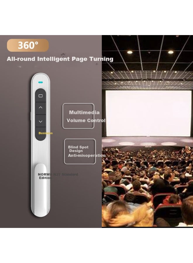 Norwii Ppt Remote Pointer For Teachers, 360° nidirectional Laser Pointer, Adjustable Volume, Projection Pointer, 100m Remote Page Turner, N27 Red Light, White