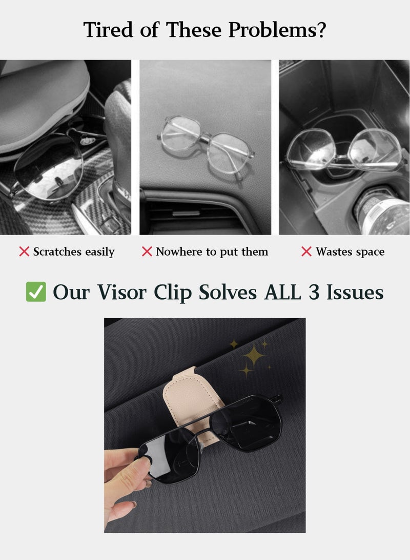 2-in-1 Magnetic Car Visor Clip - Leather Sunglasses Holder & Ticket Organizer, Anti-Slip Auto Accessory for All Vehicles (Grey) - Image 3