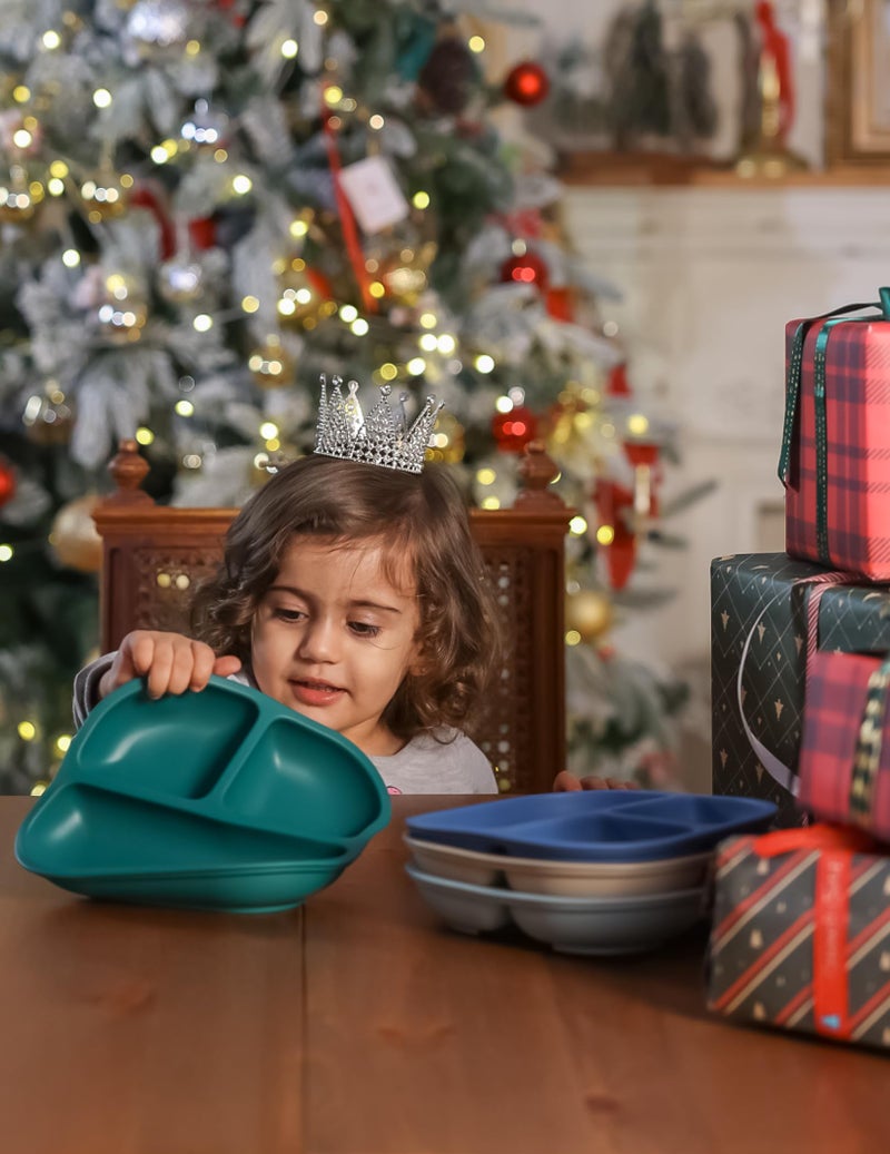 BABELIO Powerful Suction Plates for Baby and Toddler, 100% Food Grand Silicone, Divided, BPA Free, Microwave  Dishwasher Safe, Stay Put, 3 Pack - Image 5