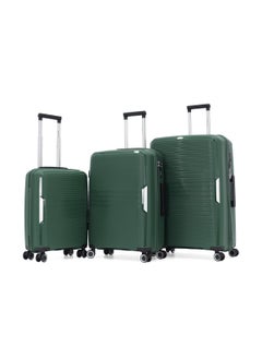 GIORDANO Hardshell Luggage Double Spinner Trolley Bag 3 Pieces Set,Green (S-20",M-24",L-28")  - Image 1