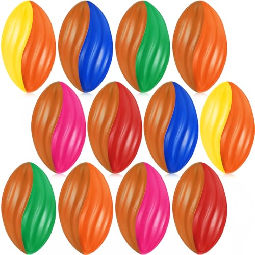Jerify 12 Pcs Mini Footballs for Kids Spiral Foam Football Bulk 5 Inch Soft Small Waterproof Foam Ball Sports Birthday Toddler Football for Indoor and Outdoor GameFestive Color - Image 1