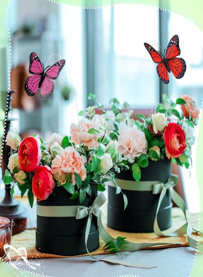 Colingmill 3 Pcs Solar Flying Butterflies for Centerpieces Round Floral Foam Block Set Butterfly Baby Shower Decorations for Wedding Birthday Tea Party Table Fluttering Butterfly Stake Decor - Image 5