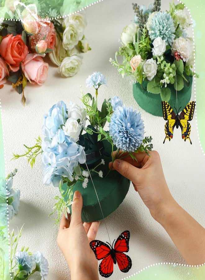 Colingmill 3 Pcs Solar Flying Butterflies for Centerpieces Round Floral Foam Block Set Butterfly Baby Shower Decorations for Wedding Birthday Tea Party Table Fluttering Butterfly Stake Decor - Image 4