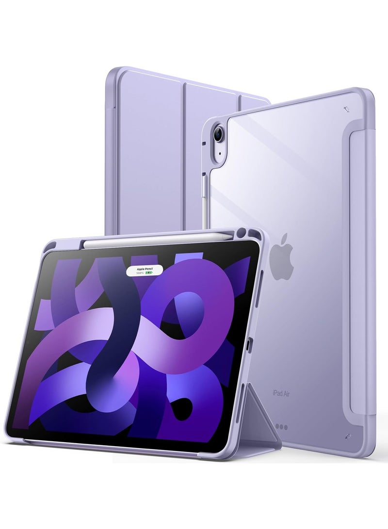 FLOWING Protective Case Cover For Air 6th 11-Inch M2 (2024) iPad Air4/Air5 10.9 inch (2020/2022) Generation with Pencil Holder, [Support Apple Pencil Charging and Touch ID] Transparent and Auto Wake/Sleep - Image 1