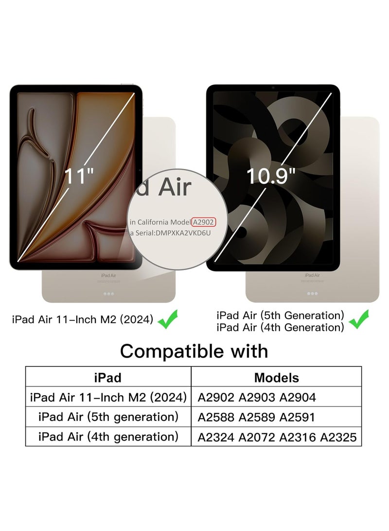 FLOWING Protective Case Cover For Air 6th 11-Inch M2 (2024) iPad Air4/Air5 10.9 inch (2020/2022) Generation with Pencil Holder, [Support Apple Pencil Charging and Touch ID] Transparent and Auto Wake/Sleep - Image 2