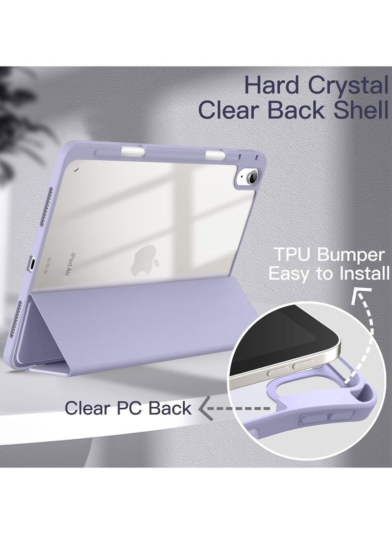 FLOWING Protective Case Cover For Air 6th 11-Inch M2 (2024) iPad Air4/Air5 10.9 inch (2020/2022) Generation with Pencil Holder, [Support Apple Pencil Charging and Touch ID] Transparent and Auto Wake/Sleep - Image 3