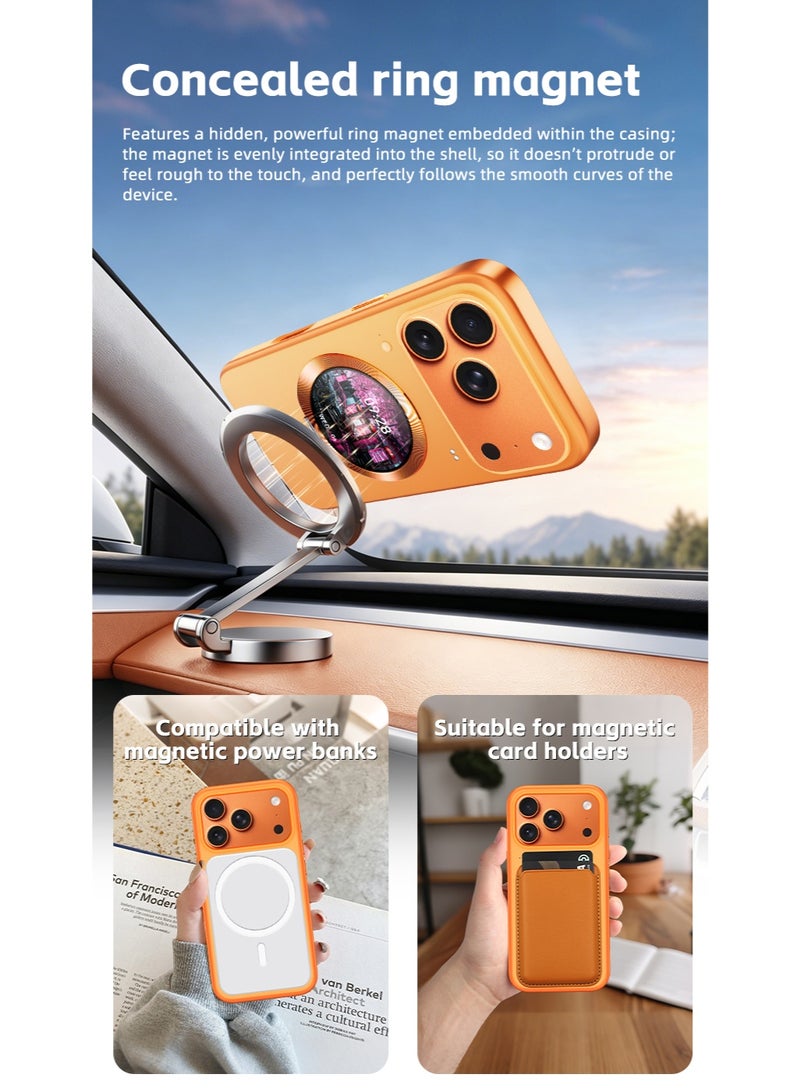 Orange Smart Display Magnetic Phone Case for iPhone 17 Pro Max, 1.52" Full Touch Screen, MagSafe Compatible, Bluetooth App Control, Camera Preview, Payment QR, 550mAh Rechargeable Battery, TPU+PC Protective Cover - Image 2