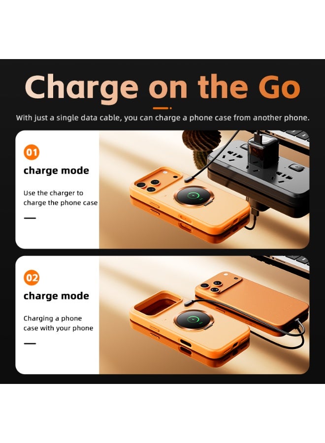 Orange Smart Display Magnetic Phone Case for iPhone 17 Pro Max, 1.52" Full Touch Screen, MagSafe Compatible, Bluetooth App Control, Camera Preview, Payment QR, 550mAh Rechargeable Battery, TPU+PC Protective Cover - Image 5