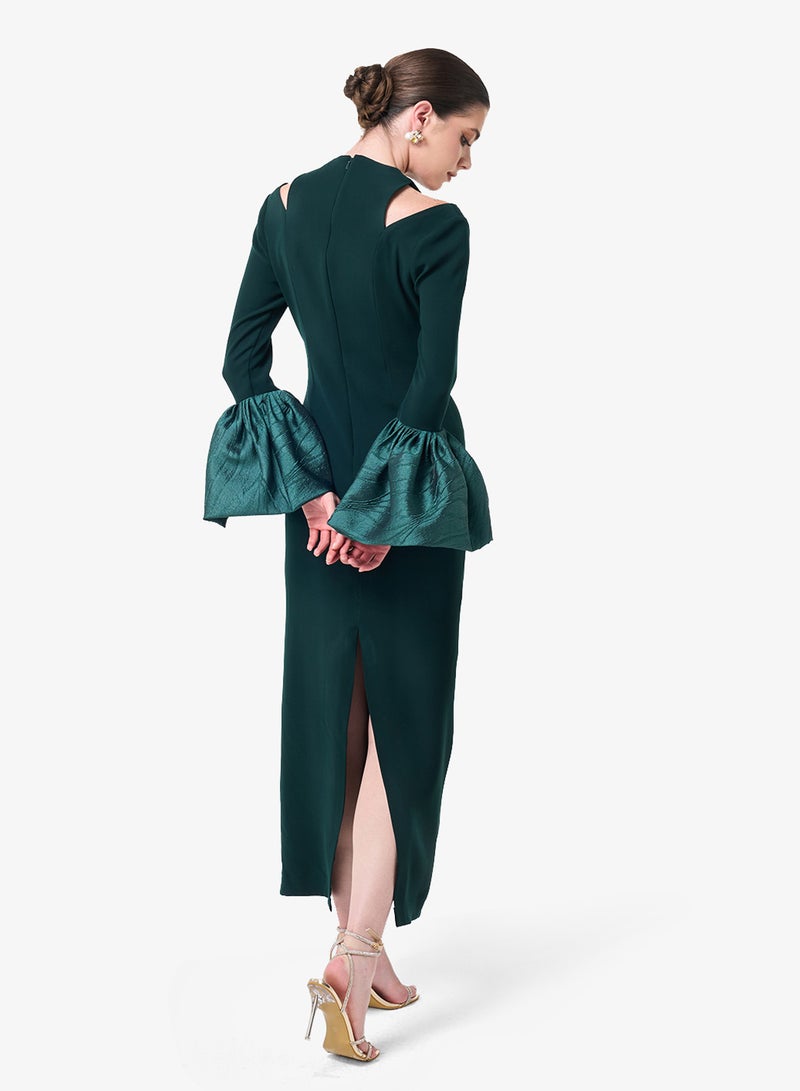 Threadz by Ajooni Cold Shoulder Long Sleeve Maxi Dress - Image 2