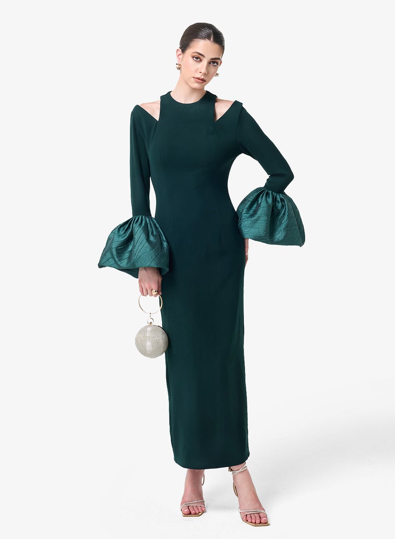 Threadz by Ajooni Cold Shoulder Long Sleeve Maxi Dress - Image 1