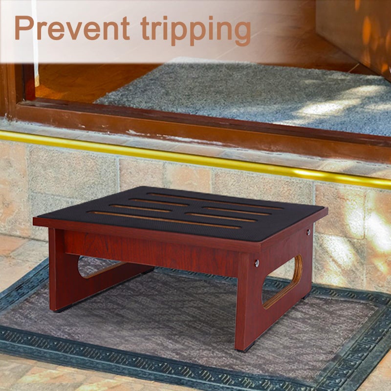 RayLove One Step Stool for Adults Seniors with Non-Slip Rubber Step Surface, 6.9" Heavy Duty Wood Stepping Stool with 450 LB Capacity Bed Steps for High Beds, Bathroom, Bedroom, Kitchen & Kids Bedside Support - Image 4