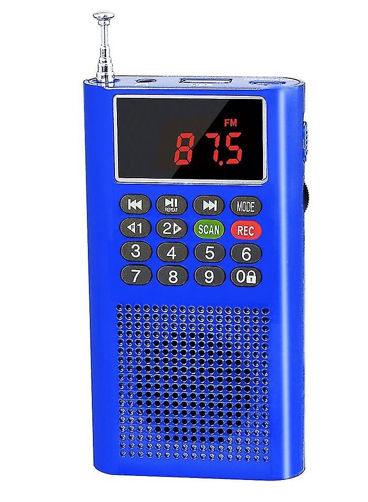 AROAQ Mini Music Box Mp3 Player With Speaker FM Radio Blue