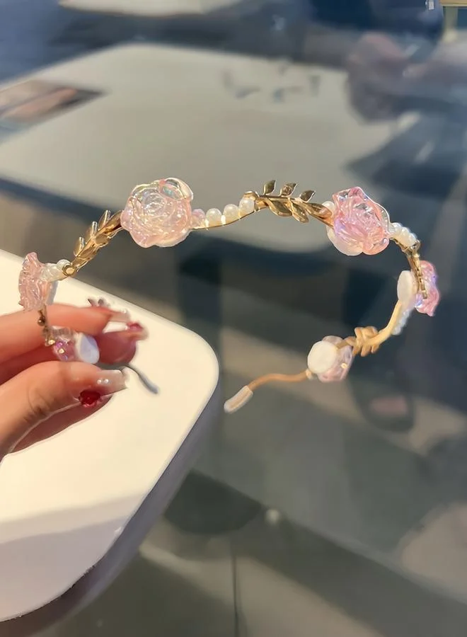 تايك تو Floral and Pearl Embellished Headband