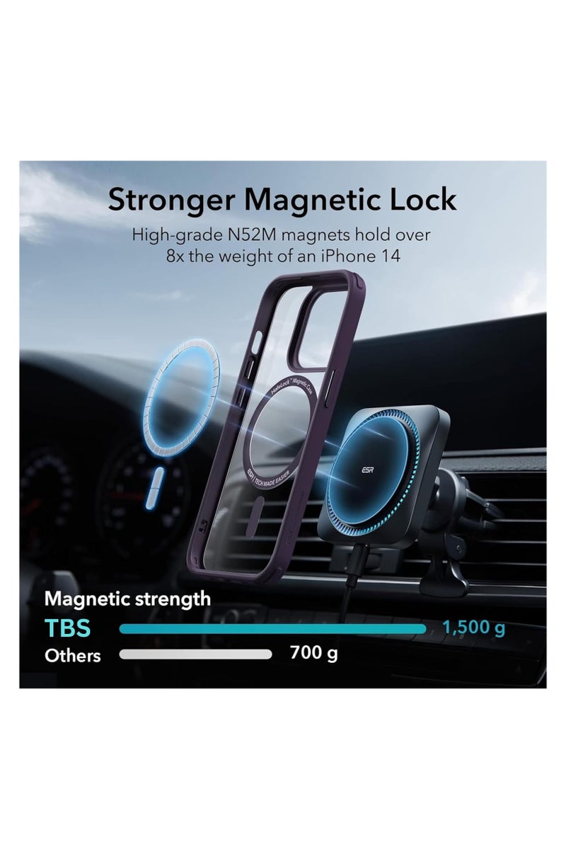 Lynacz Original Clear Purple Hybrid Case for iPhone 14 Pro Max Mag Safe Compatible with Military-Grade Shockproof Protection - Image 4