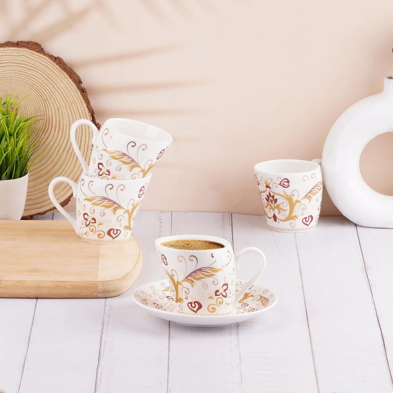 Dandy lines England by DATA Dandy Lines Lara Bangalore in Gold and Red Cups and Saucers 54001 Pack of 12 - Image 2
