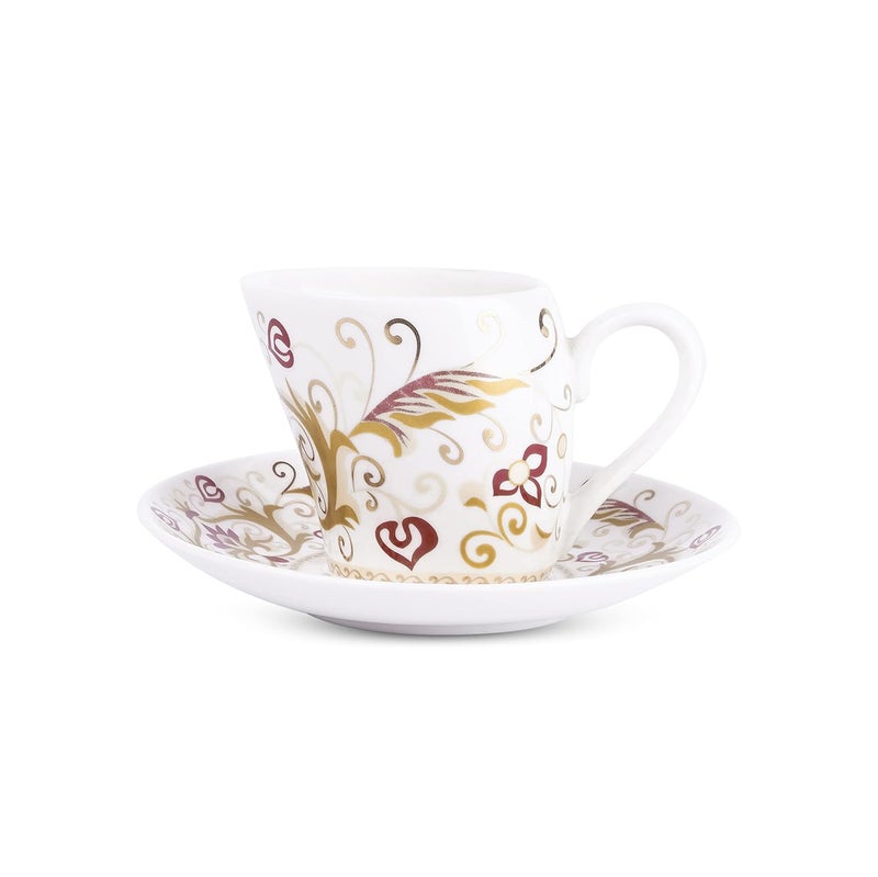 Dandy lines England by DATA Dandy Lines Lara Bangalore in Gold and Red Cups and Saucers 54001 Pack of 12 - Image 3