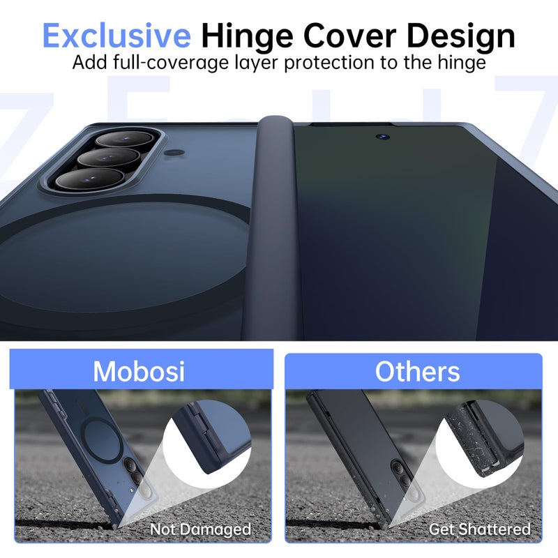 MOBOSI Magnetic for Z Fold 7 Case with Privacy Screen Protector, Samsung Galaxy Z Fold7 Cover[Compatible with Magsafe & Full Body Hinge Protection] Shockproof Phone Cases for zfold 7, Black - Image 5