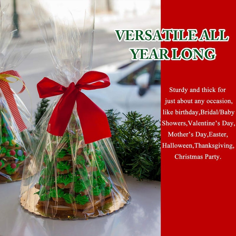 Morepack Cello Cellophane Treat Bags,200 PCS Clear Pastic Gift Bags with Twist Ties,Party Favor Bags (7"x10") - Image 4