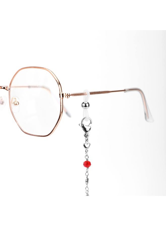 Hongeely Eyeglass Chain Silver Stainless Steel Handmade Necklace for Reading Glasses Sunglass Beaded Chains for Men Women (9-（Love Heart+colorful beads）handmade chain (A)) - Image 3