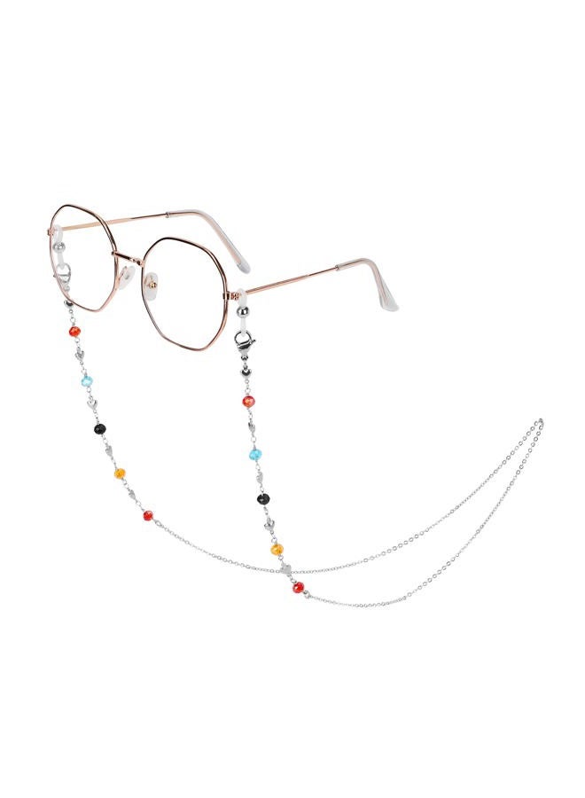 Hongeely Eyeglass Chain Silver Stainless Steel Handmade Necklace for Reading Glasses Sunglass Beaded Chains for Men Women (9-（Love Heart+colorful beads）handmade chain (A)) - Image 1