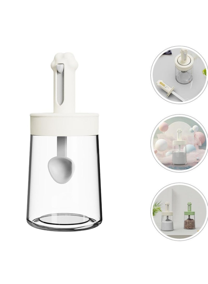 SYOSI Spice jar With Spoon，Spoon Lid Integrated Retractable Seasoning Jar, Air - Tight Oil Bottle Honey Jar Dispenser Salt Cellar Box Sugar Condiment Container (off-white)  - Image 2