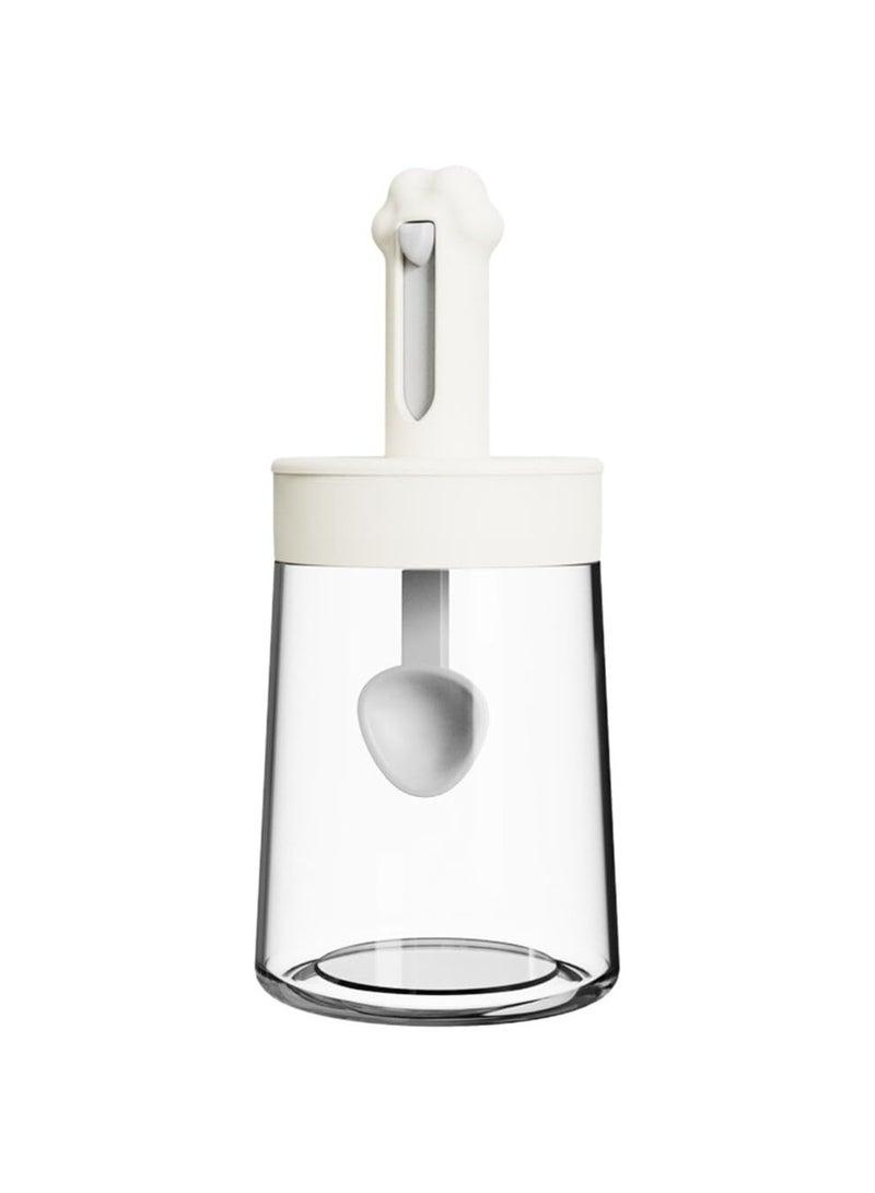 SYOSI Spice jar With Spoon，Spoon Lid Integrated Retractable Seasoning Jar, Air - Tight Oil Bottle Honey Jar Dispenser Salt Cellar Box Sugar Condiment Container (off-white)  - Image 1