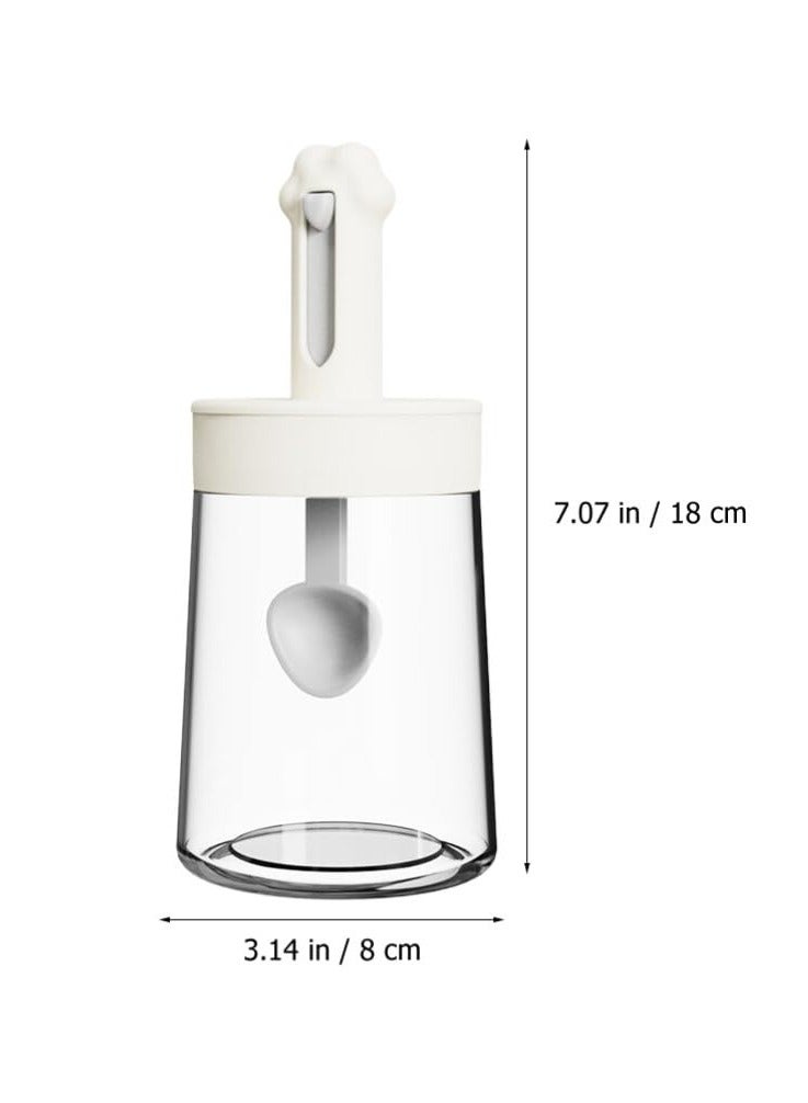 SYOSI Spice jar With Spoon，Spoon Lid Integrated Retractable Seasoning Jar, Air - Tight Oil Bottle Honey Jar Dispenser Salt Cellar Box Sugar Condiment Container (off-white)  - Image 5
