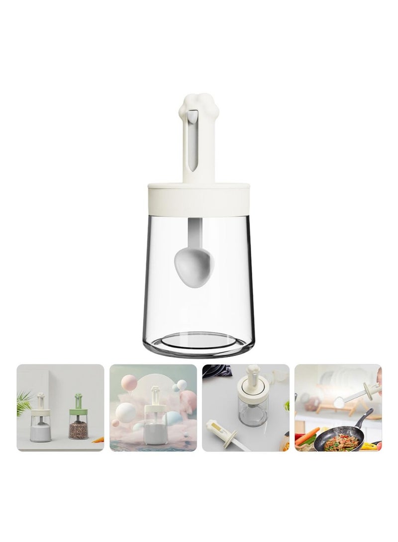 SYOSI Spice jar With Spoon，Spoon Lid Integrated Retractable Seasoning Jar, Air - Tight Oil Bottle Honey Jar Dispenser Salt Cellar Box Sugar Condiment Container (off-white)  - Image 4