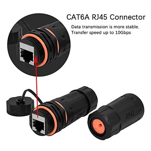 ANMBEST 5PCS Shielded RJ45 CAT6A Waterproof Connector IP68 Cat5/5e/6 8P8C Ethernet LAN Cable Coupler Female to Female Outdoor Network Adapter with Waterproof Dustproof Cap Cover for Outdoor Network - Image 2