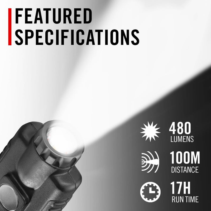 Coast COAST HX500 480 Lumen Alkaline Dual Power LED Utility Light with Twist Focus KASK Mount Magnetic - Image 2