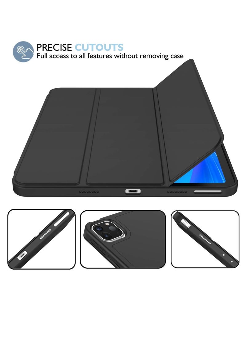 New iPad Pro 11 Inch Case 2022 4th Gen 2021 3rd Gen with Pencil Holder Support iPad 2nd Pencil Charging Pair Trifold Stand Smart Case with Soft TPU Back Auto Wake Sleep