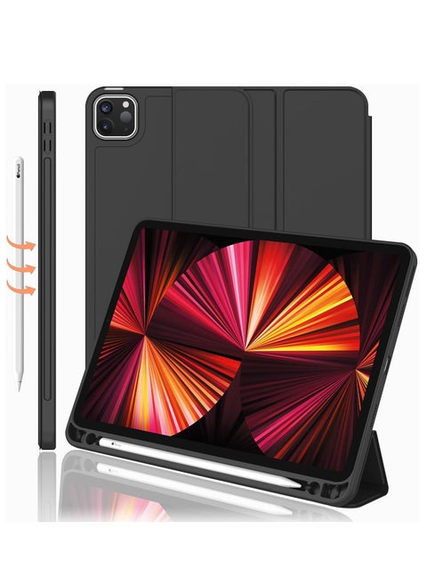 New iPad Pro 11 Inch Case 2022 4th Gen 2021 3rd Gen with Pencil Holder Support iPad 2nd Pencil Charging Pair Trifold Stand Smart Case with Soft TPU Back Auto Wake Sleep
