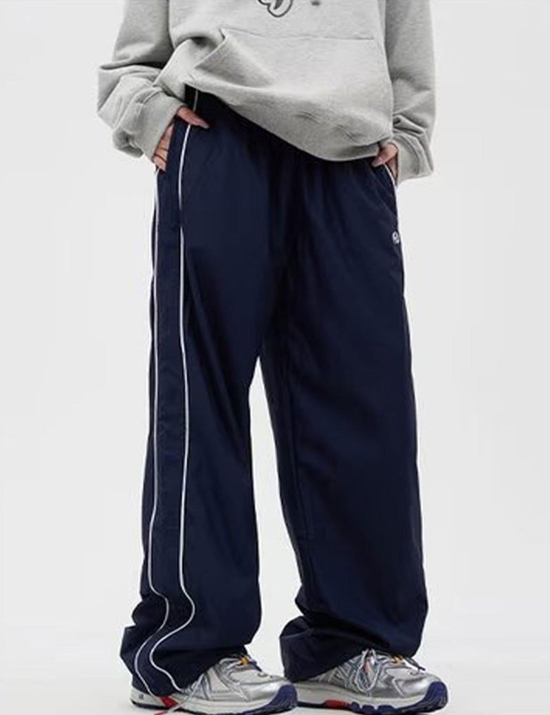 FCOOLYEET Men Track Pants Y2k Drawstring Lightweight Sweatpants Cool Parachute Pants Streetwear Blue - Image 3