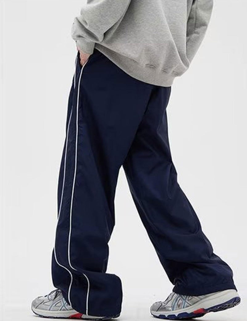 FCOOLYEET Men Track Pants Y2k Drawstring Lightweight Sweatpants Cool Parachute Pants Streetwear Blue - Image 4