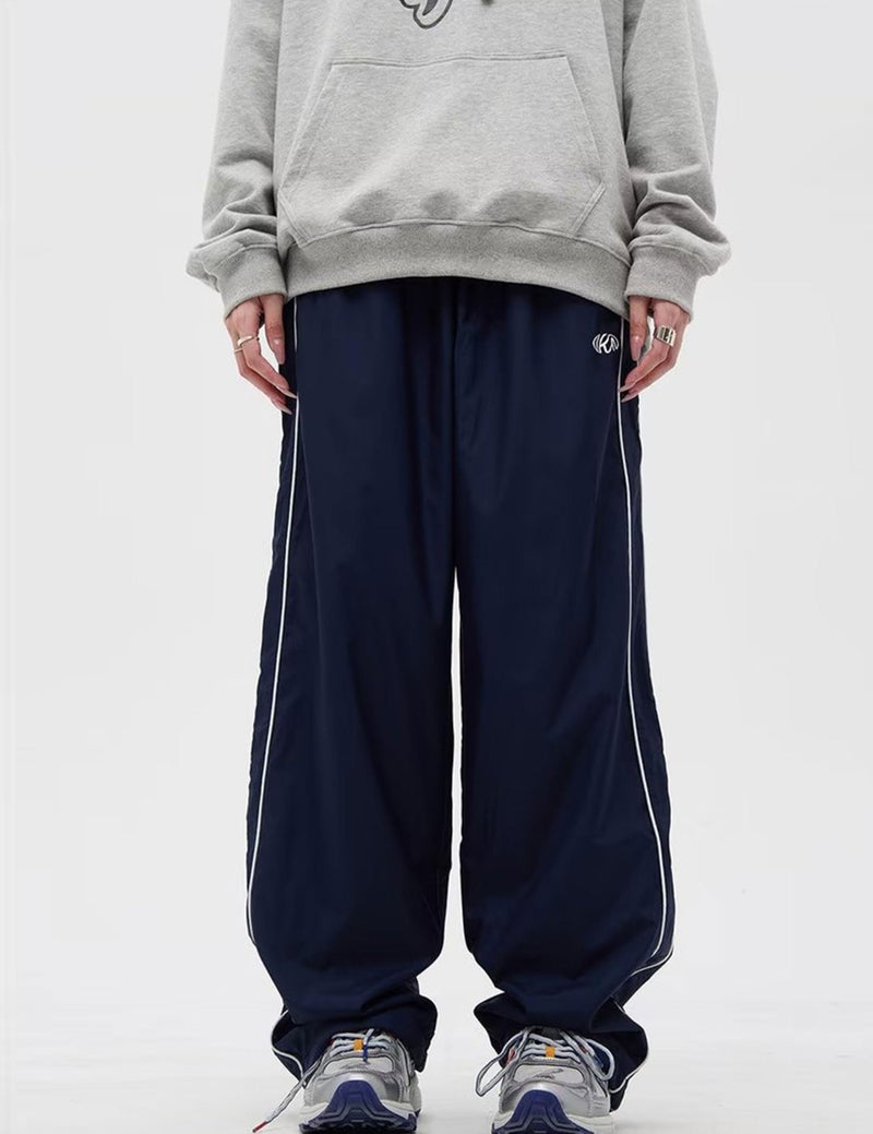 FCOOLYEET Men Track Pants Y2k Drawstring Lightweight Sweatpants Cool Parachute Pants Streetwear Blue - Image 5