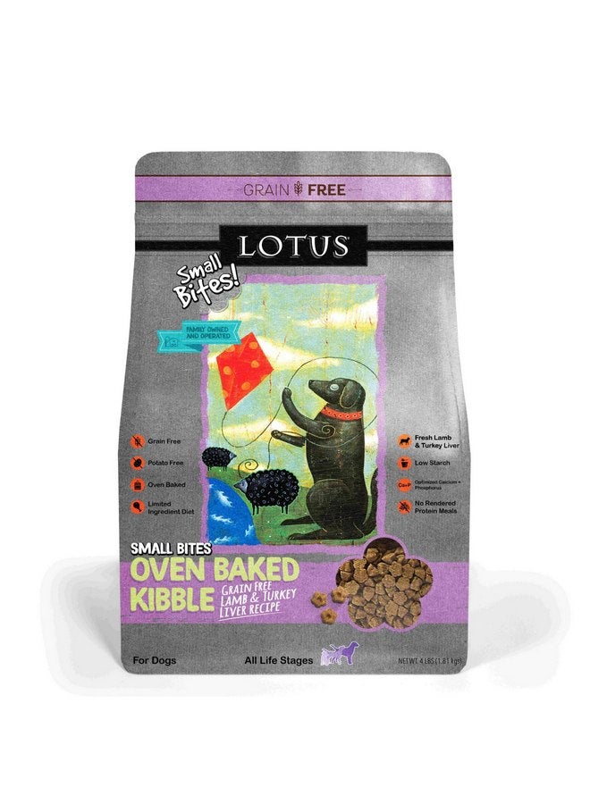Lotus Lotus Oven-Baked Lamb & Turkey Liver Small Bites Recipe Grain-Free Dry Dog Food 4 Pounds 