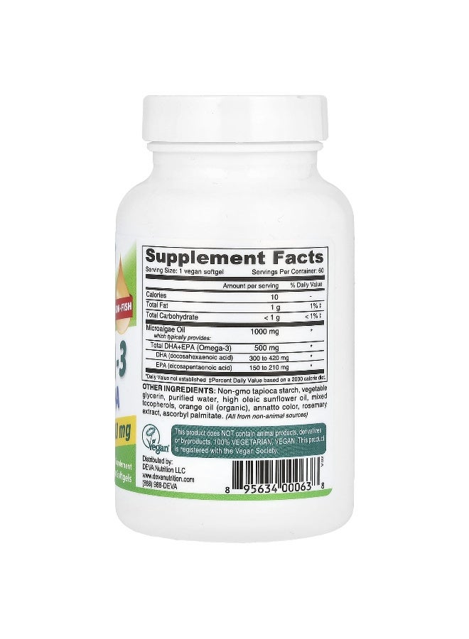 Deva, Vegan Omega-3, DHA-EPA, 500 mg, 60 Vegan Softgels (Packaging may vary) - Image 2