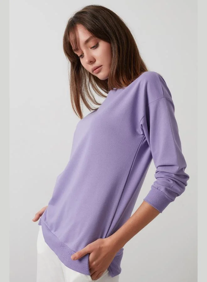 Lela Lela Cotton Regular Fit Crew Neck Basic Sweat Women's SWEAT 5863569