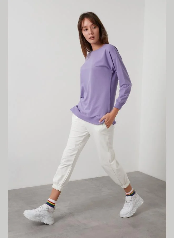 Lela Lela Cotton Regular Fit Crew Neck Basic Sweat Women's SWEAT 5863569