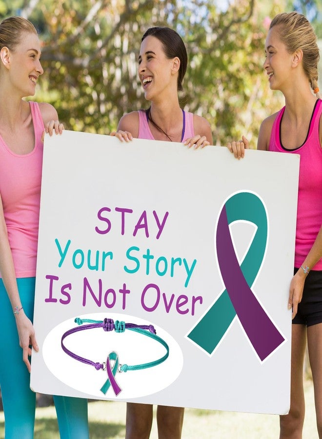 Siifert 50 Pcs Suicide Awareness Bracelets Bulk Suicide Prevention Awareness Bracelets Teal and Purple Ribbon Motivational Wristband for Women Men Mental Health Item Charity Campaign Supplies - Image 5