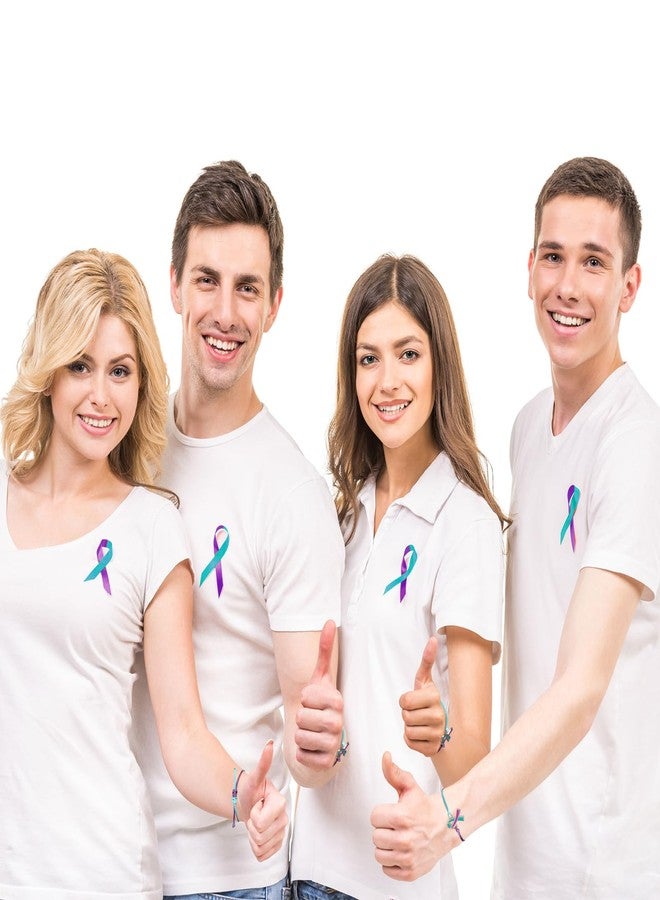 Siifert 50 Pcs Suicide Awareness Bracelets Bulk Suicide Prevention Awareness Bracelets Teal and Purple Ribbon Motivational Wristband for Women Men Mental Health Item Charity Campaign Supplies - Image 4