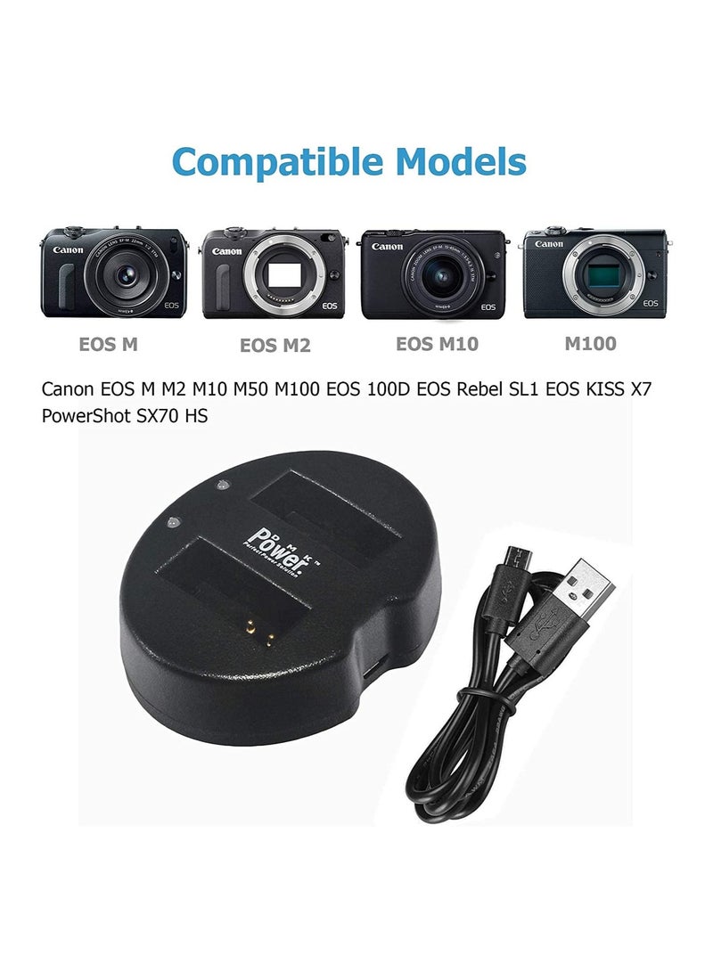 DMK Power LP-E12 for Canon LP-E12 Compatible with Canon EOS M M2 M10 M50 M100 EOS 100D EOS Rebel SL1 EOS K' X7 PowerShot SX70 HS (Dual USB Charger) - Image 3