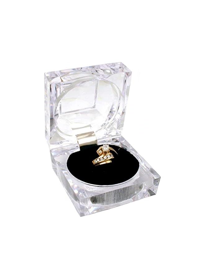 KASTWAVE Crystal Ring Gift Boxes, 12 pcs Earrings Jewelry Storage Box Acrylic Display Organizer Case for All Kinds of Ring Earrings Velvet Insert (Black) - Image 2