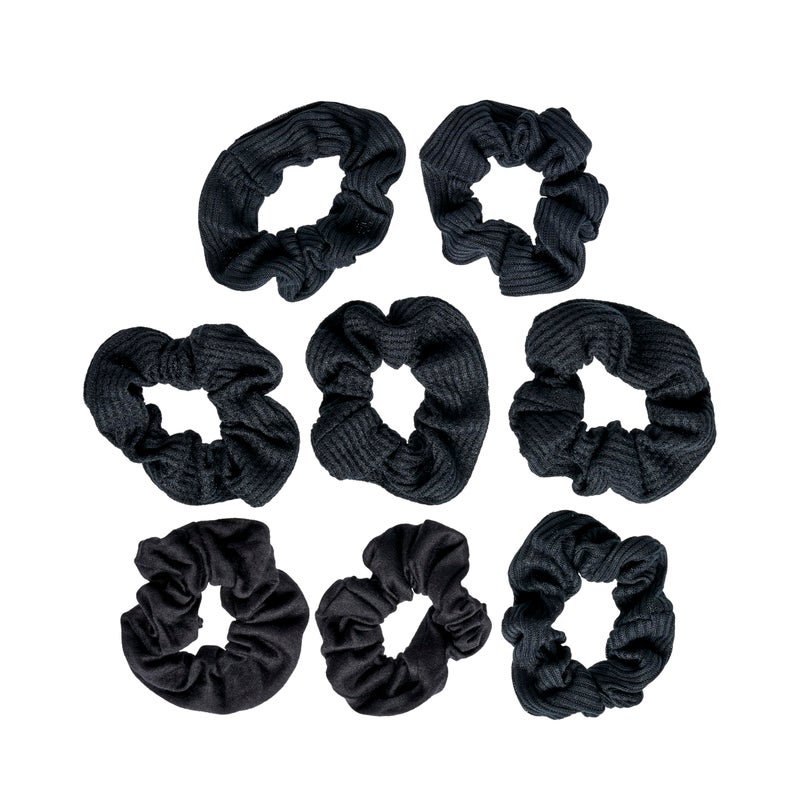 Goody Ouchless Scrunchies, 8 Count Black, Perfect Stocking Stuffer & Holiday Gift for Women & Girls, Gentle No-Damage Hair Accessories with Secure Hold, Soft & Stretchy Fabric for All Hair Types - Image 5