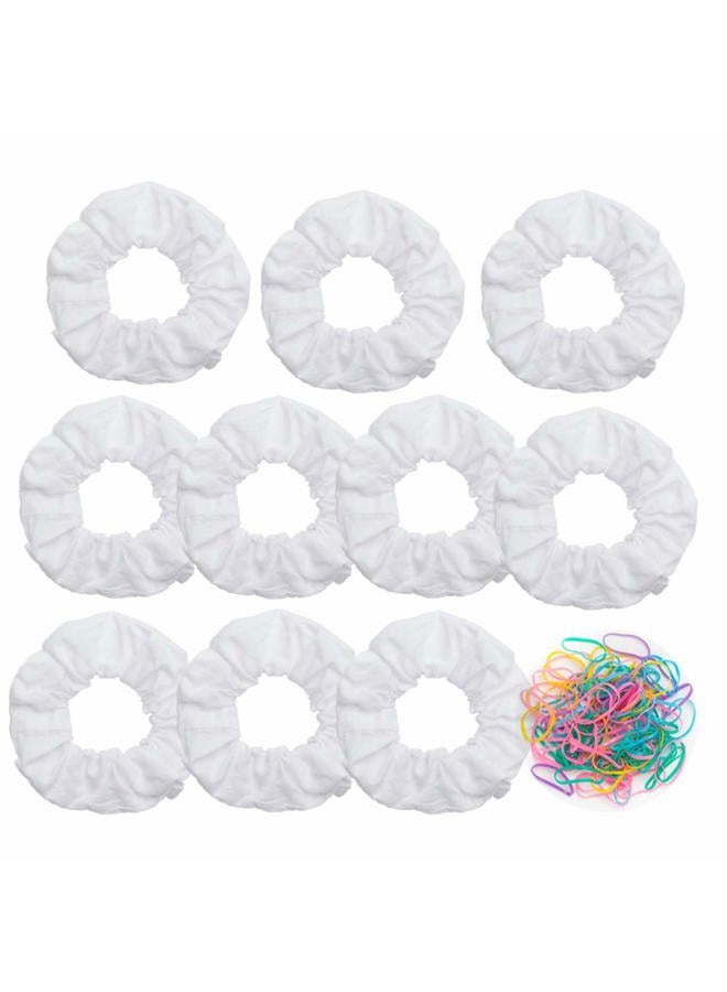 RJMBMUP 10 Pack White Cotton Scrunchies for Tie Dye Hair Elastic Hair Ties Pony Tail Holder for Party - Image 1
