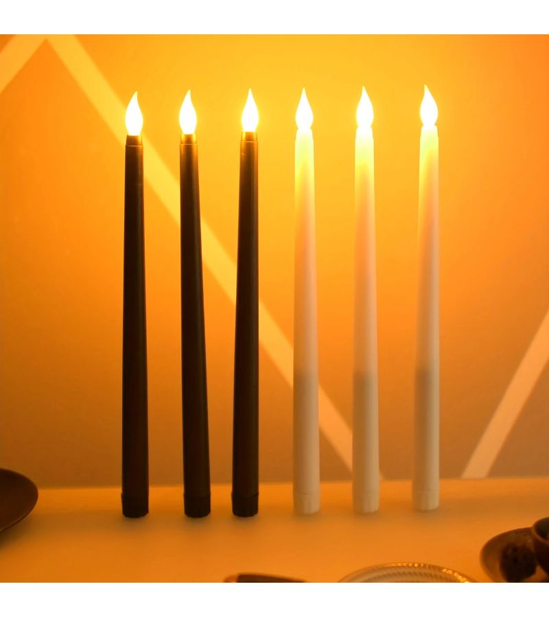 10 قطع شموع LED واقعية بلا لهب، سوداء، تعمل بالبطاريات، حاملات شموع بلاستيكية، طول 11 بوصة، أضواء شموع كهربائية بدون دخان، تصميم قائم بذاته، مناسبة لتزيين المنزل وحفلات العشاء وحفلات الزفاف والعطلات. - Image 2