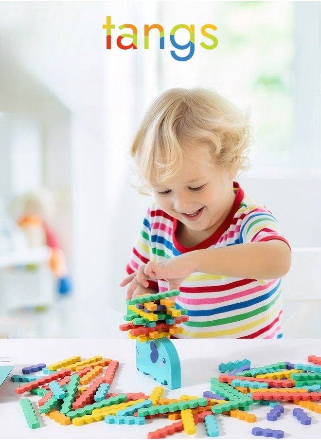 tangs 90Pcs Elephant Balance Stacking Blocks Toy - STEM Educational Learning Toys for Ages 1-6, Honeycomb Shape Building Blocks with Focus Training & Parent-Child Interaction Game, Ideal Birthday Gift for Toddlers Boys Girls  - Image 2