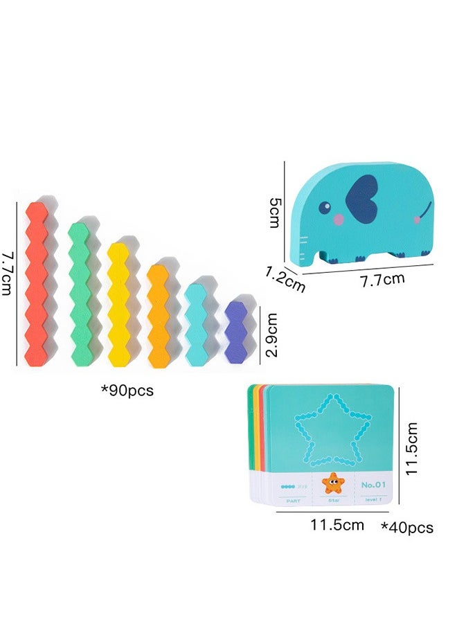 tangs - 90Pcs Elephant Balance Stacking Blocks Toy - STEM Educational Learning Toys for Ages 1-6, Honeycomb Shape Building Blocks with Focus Training & Parent-Child Interaction Game, Ideal Birthday Gift for Toddlers Boys Girls - Image 1